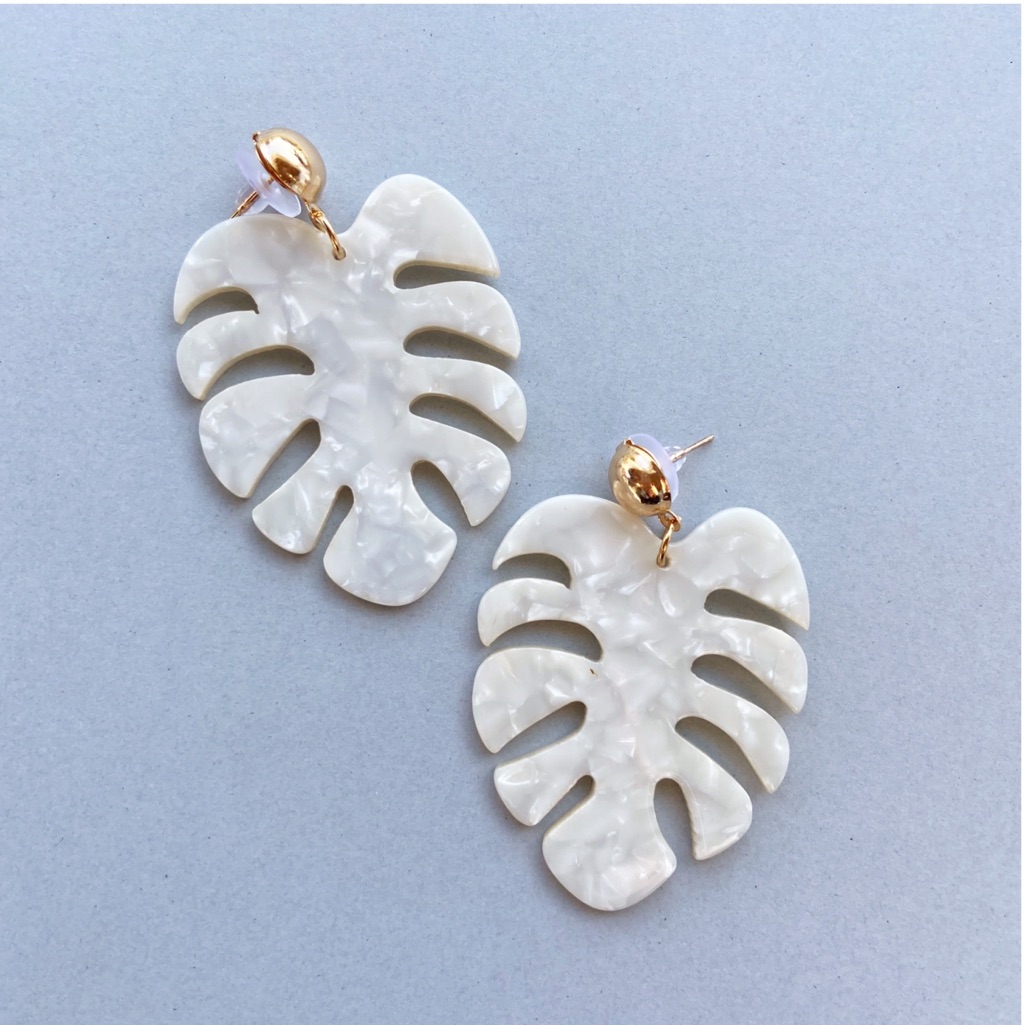 Monstera Tropical Leaf Statement Earrings